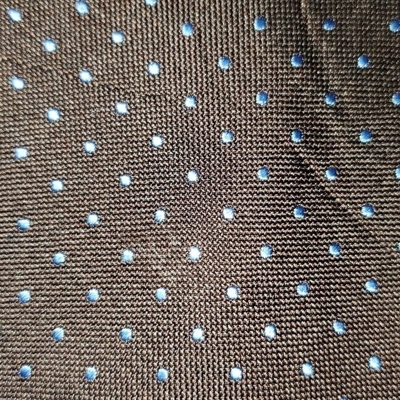 Dark Brown Tie with Small Blue Dots - NEW - Picture 3 of 7